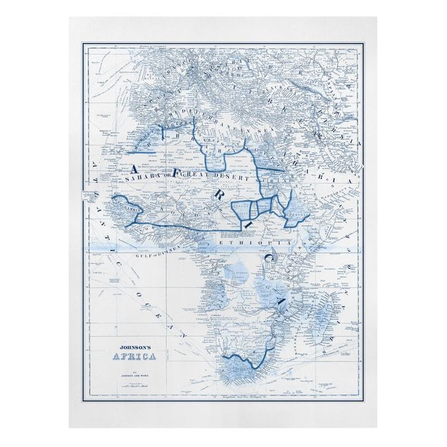 Mappamondo su tela Mappa in toni blu - Africa