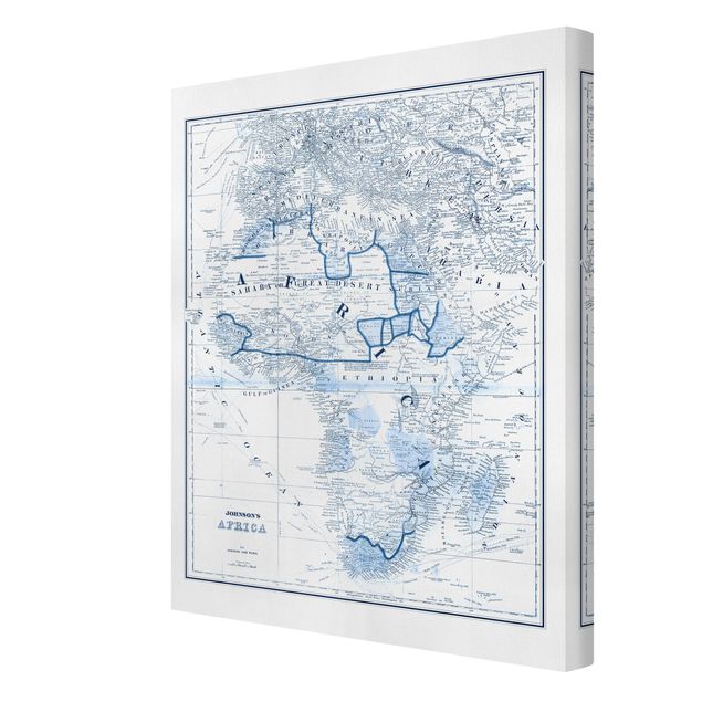 Quadro moderno blu Mappa in toni blu - Africa