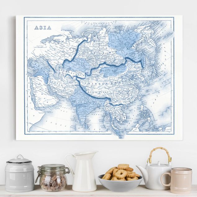Quadro vintage Mappa in toni blu - Asia