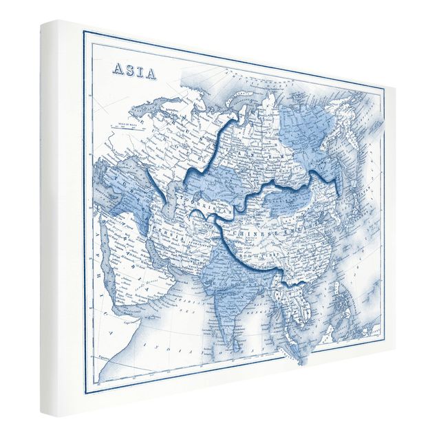 Quadro blu Mappa in toni blu - Asia