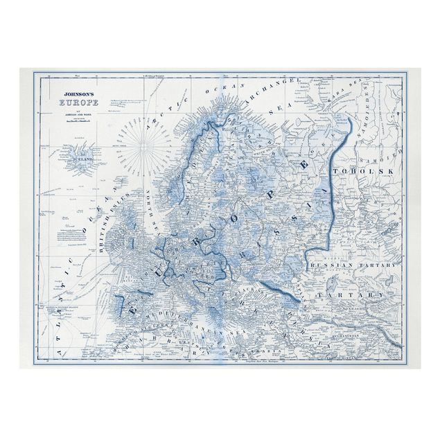 Stampe Mappa in toni blu - Europa