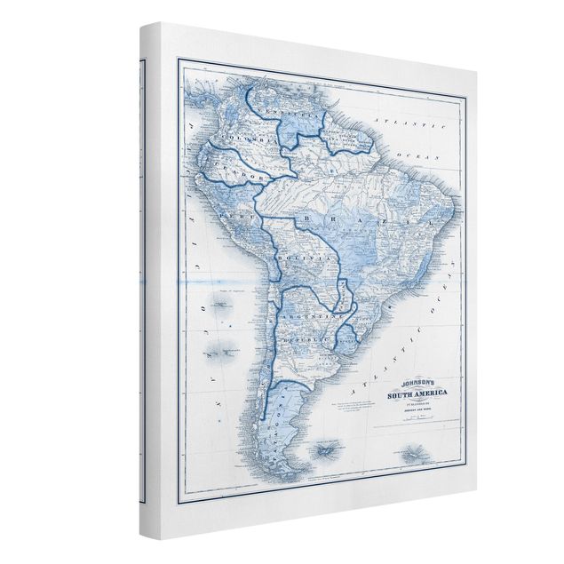 Quadro moderno blu Mappa in toni blu - Sud America
