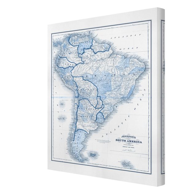 Quadri su tela Mappa in toni blu - Sud America