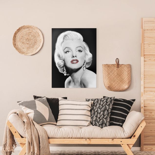 Quadri bianco e nero Marilyn con gli orecchini