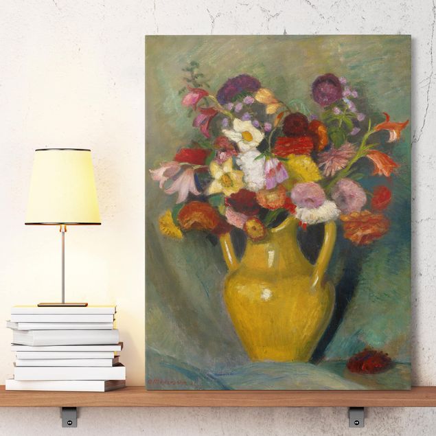 Riproduzioni quadri famosi Otto Modersohn - Bouquet colorato in una brocca di argilla gialla