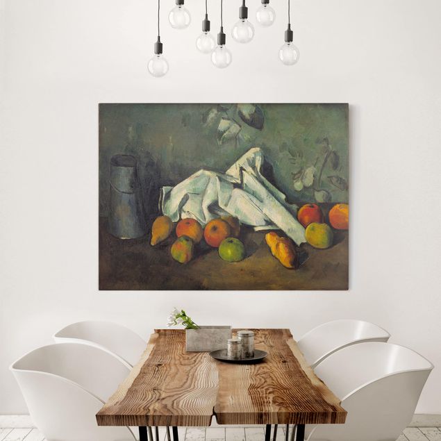 Quadro post impressionista Paul Cézanne - Natura morta con barattolo di latte e mele