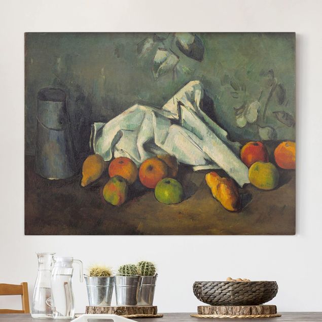 Quadri impressionisti Paul Cézanne - Natura morta con barattolo di latte e mele