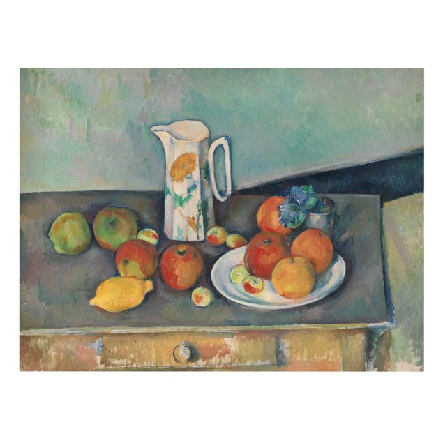 Quadro moderno Paul Cézanne - Natura morta con brocca di latte e frutta