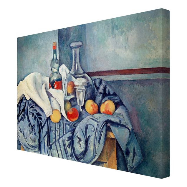 Quadro moderno Paul Cézanne - Natura morta con pesche e bottiglie