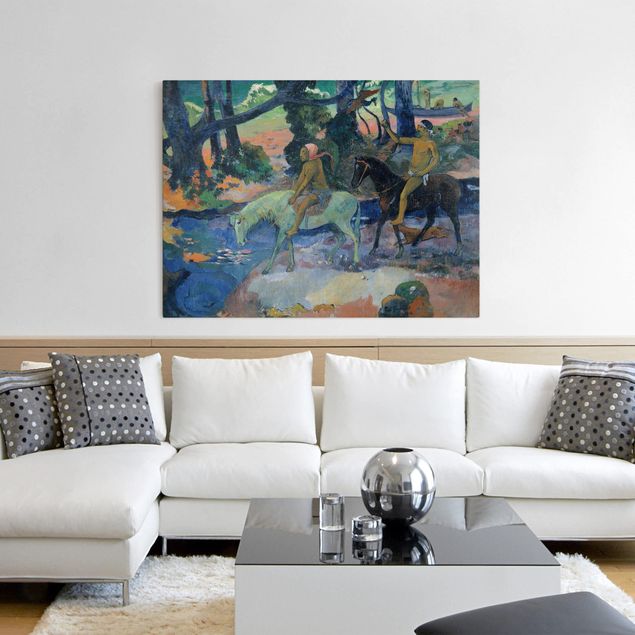 Quadri su tela con cavalli Paul Gauguin - La fuga, il guado