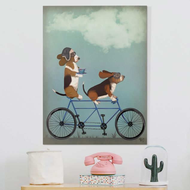 Quadri su tela con cani Ciclismo - Tandem di bassotti