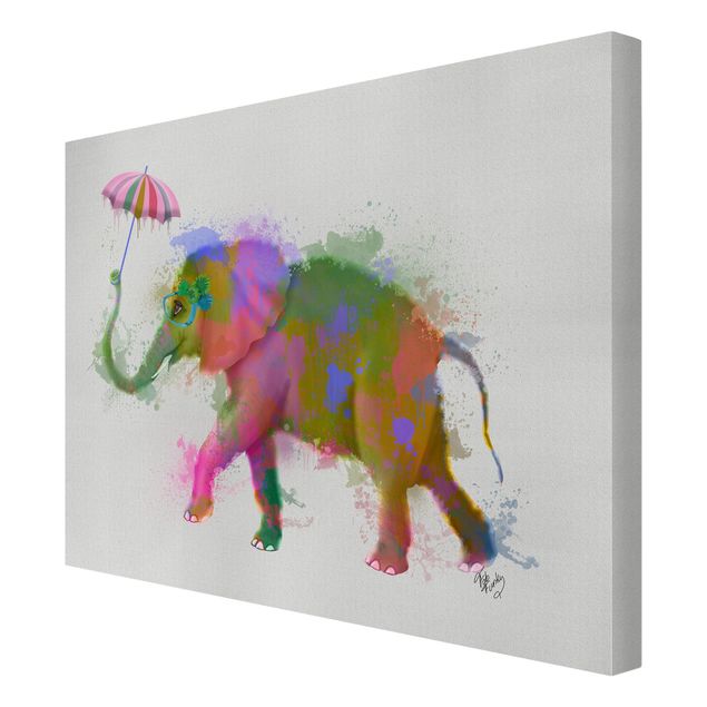 Stampe su tela animali Elefante a schizzi d'arcobaleno
