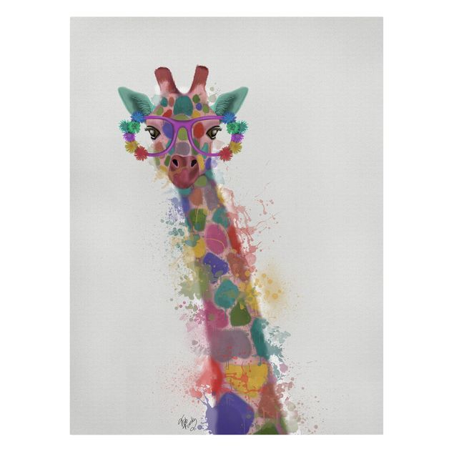Quadri con animali Giraffa con schizzi arcobaleno