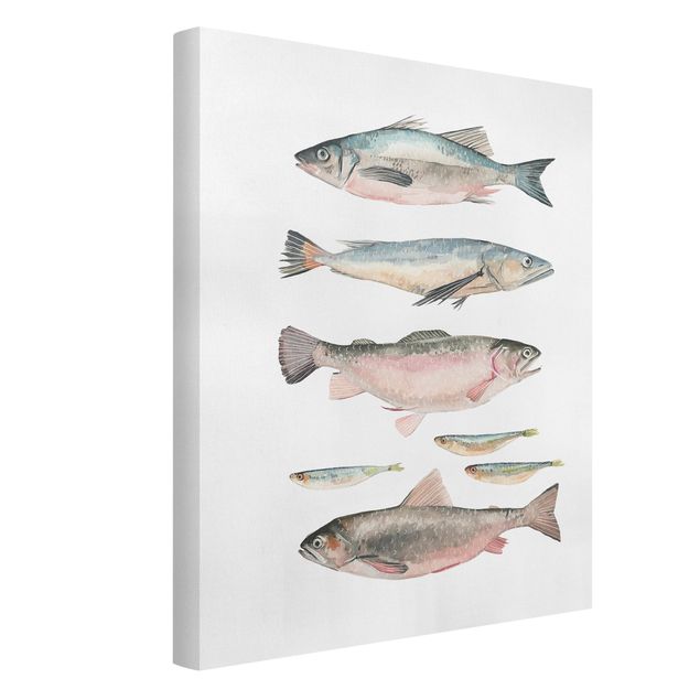 Quadro animali Sette pesci in acquerello I