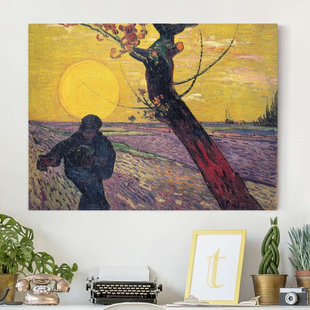 Quadri Impressionismo Vincent Van Gogh - Seminatore con sole al tramonto