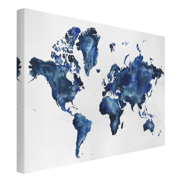 Quadro moderno blu Mappa del mondo dell'acqua chiara