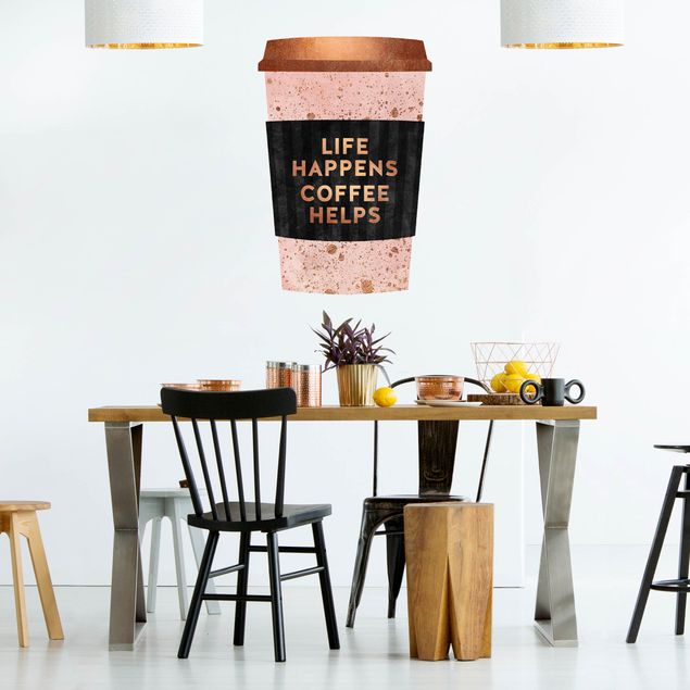 Adesivo murale - La vita accade - il caffè aiuta