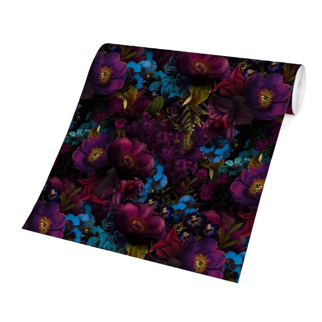 Carta da parati online Fiori viola con fiori blu