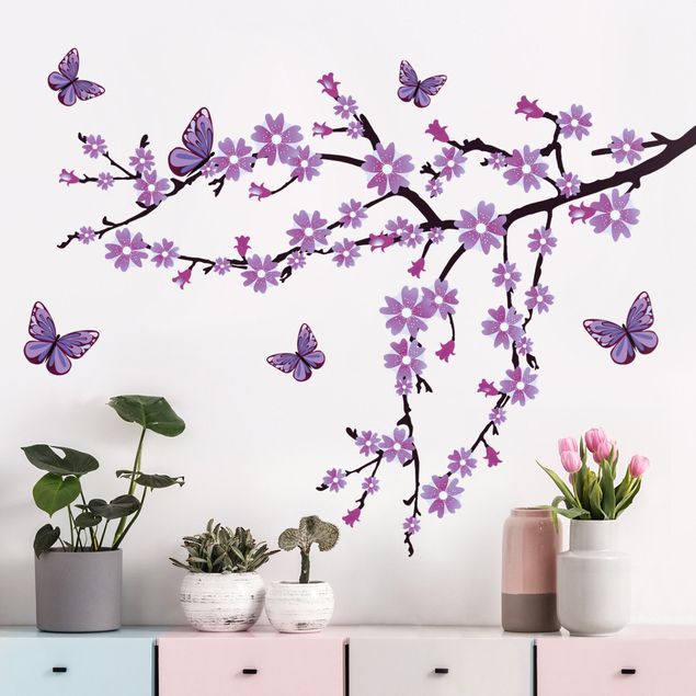 Autocolantes de parede plantas Ramo di fiori viola