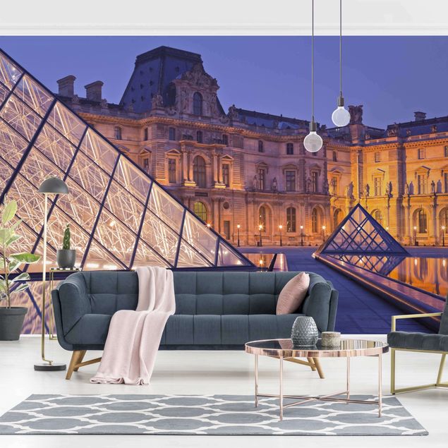 Carte da parati adesive Louvre Parigi di notte