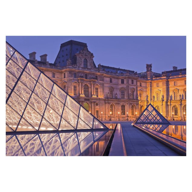 Carte da parati arancioni Louvre Parigi di notte