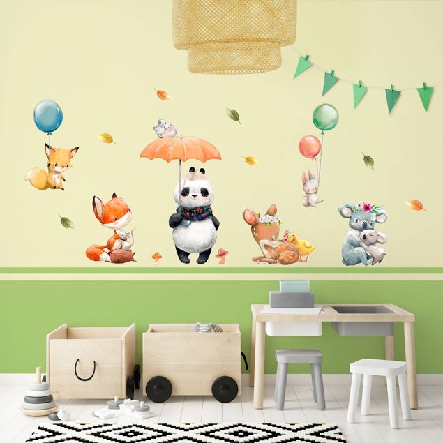 Adesivi murali panda Set di animali divertenti della foresta