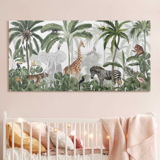 Quadri su tela con giraffe Maestoso mondo animale nella giungla