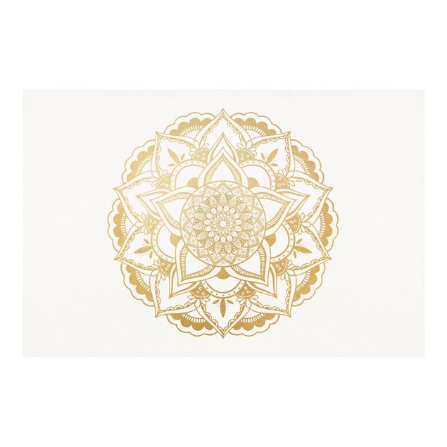 Carte da parati spirituali Fiore mandala oro e bianco