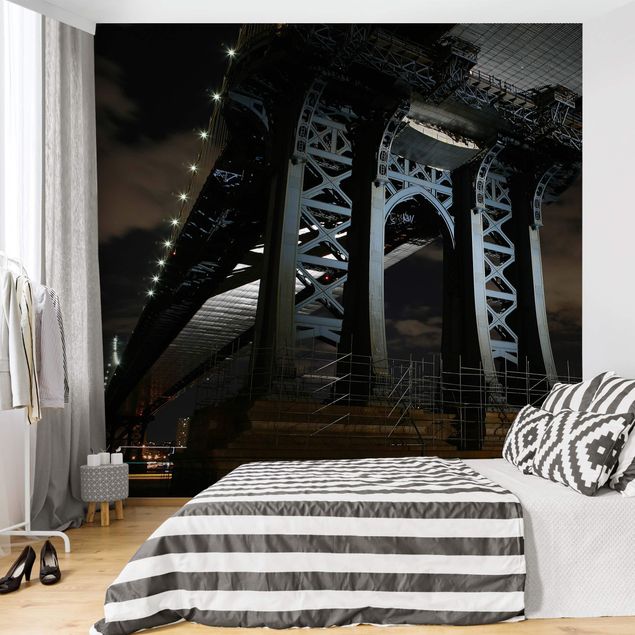 Carta da parati New york Ponte di Manhattan di notte