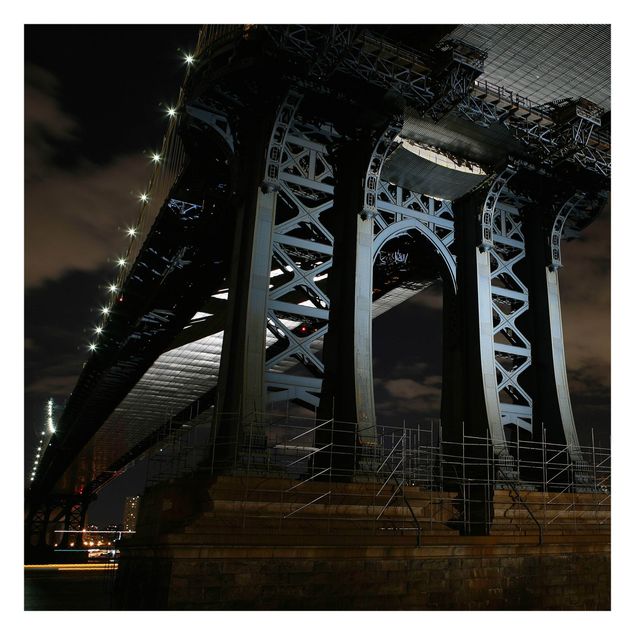 Carta da parati nero Ponte di Manhattan di notte