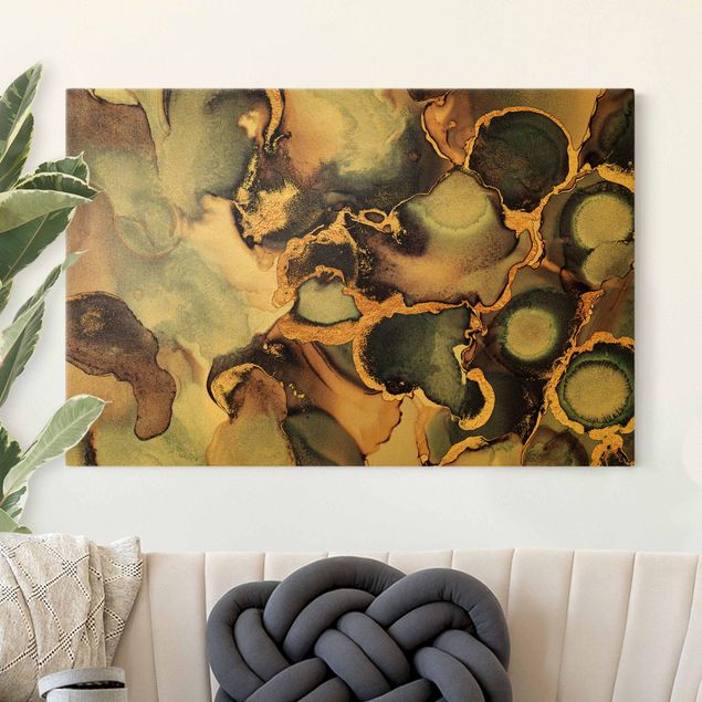 Riproduzioni su tela quadri famosi Marmo Acquerello Con Oro