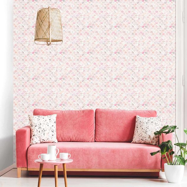 Carte da parati geometriche Motivo di marmo rosa