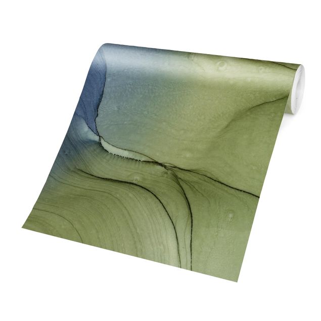 Carta da parati online Mélange di grigio bluastro con verde muschio