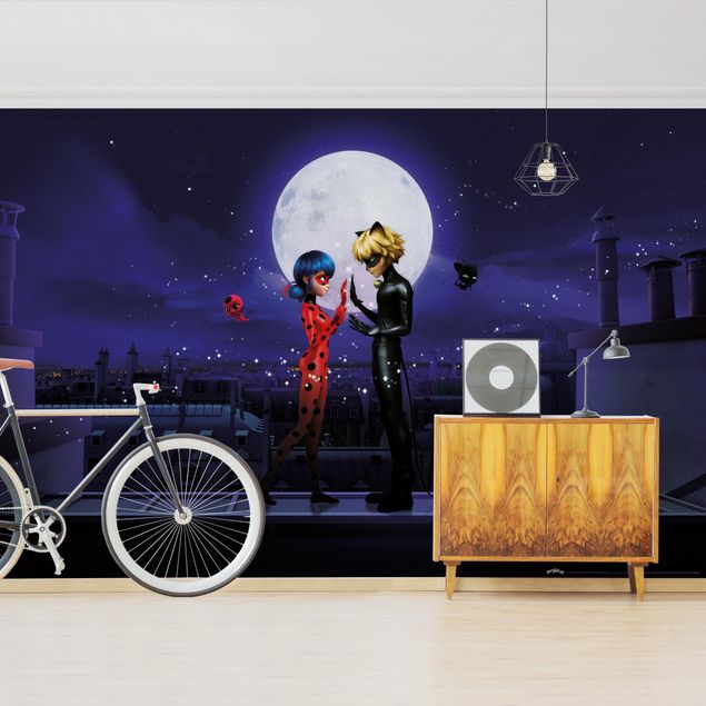Decorazioni camera bambini Miraculous Ladybug e Chat Noir al chiaro di luna