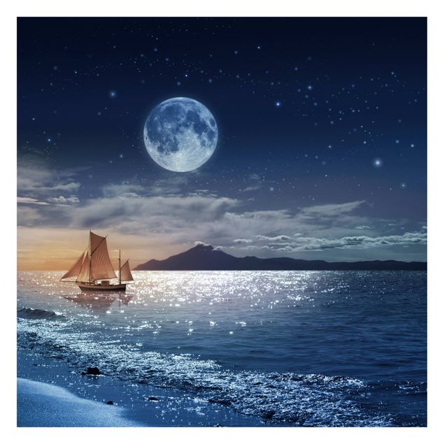 Carte da parati paesaggio Luna notte mare