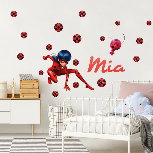Decorazioni camera neonato Miraculous Ladybug con nome personalizzato