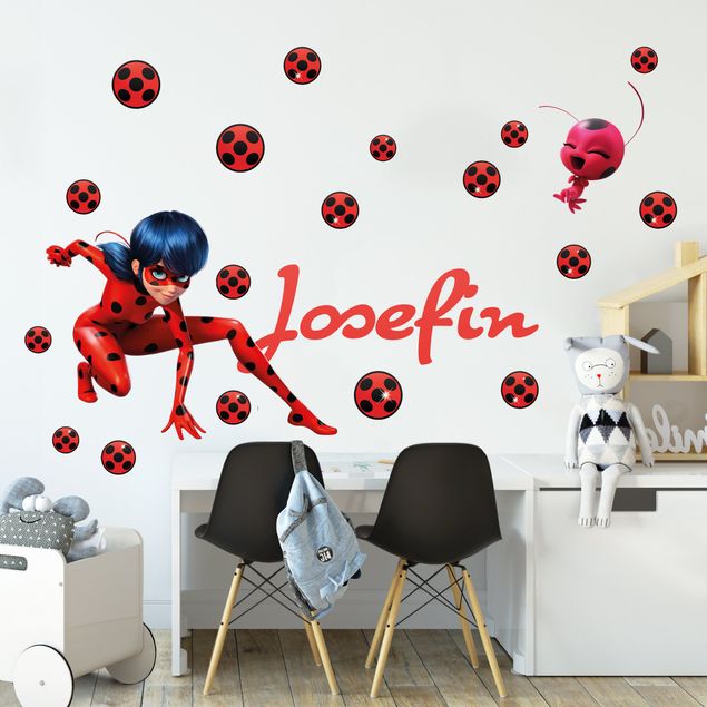 Adesivo murale per bambini  - Miraculous Ladybug con nome personalizzato