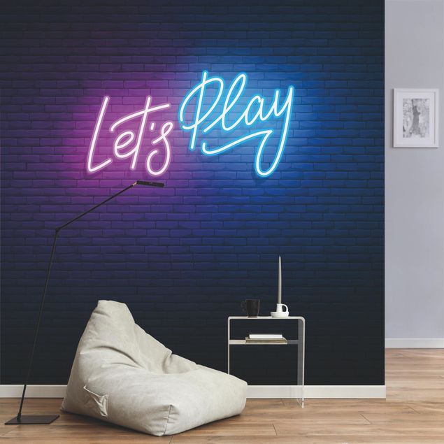 Carta da parati 3d Neon Text Let's Play