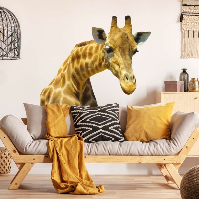Adesivi murali con animali Giraffa curiosa