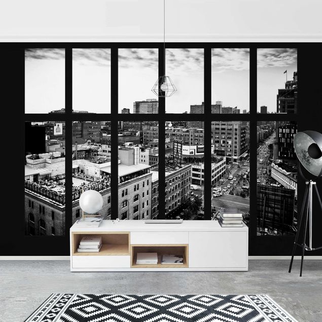 Carta da parati New york New York vista dalla finestra in bianco e nero