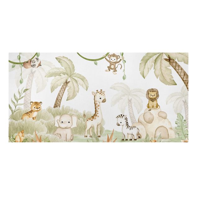 Leone quadro Simpatici animali della savana ai margini della giungla