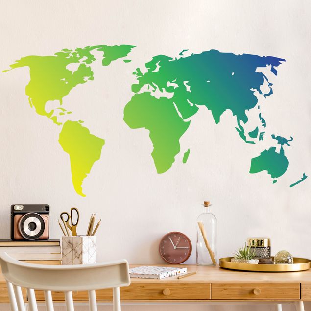 Planisfero da parete adesivo No.213 Mappa del mondo verde