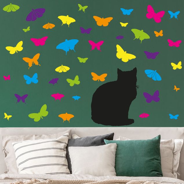 Adesivo murale - N.rs68 gatto e farfalle