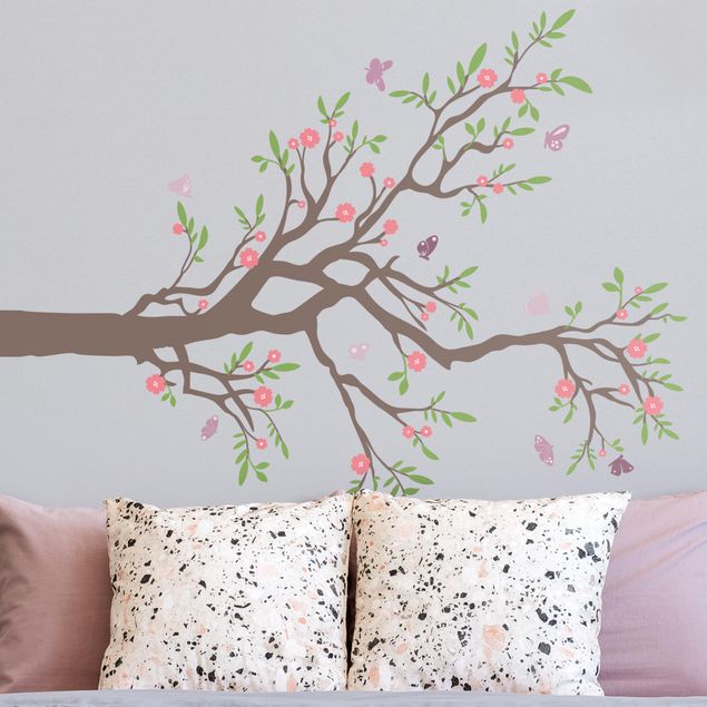 Adesivi murali alberi No.rs75 ramo con farfalle