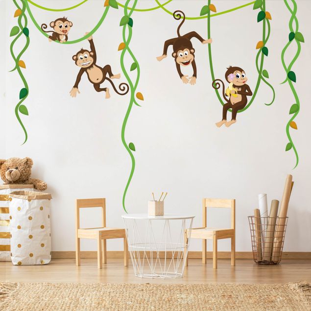 Adesivo murale albero No.yk28 banda di scimmie