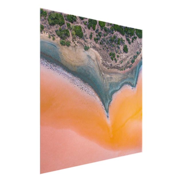 Quadri moderni per arredamento Riva del lago arancione in Sardegna