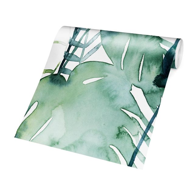 Carte da parati verde Ramo di palma in acquerello II