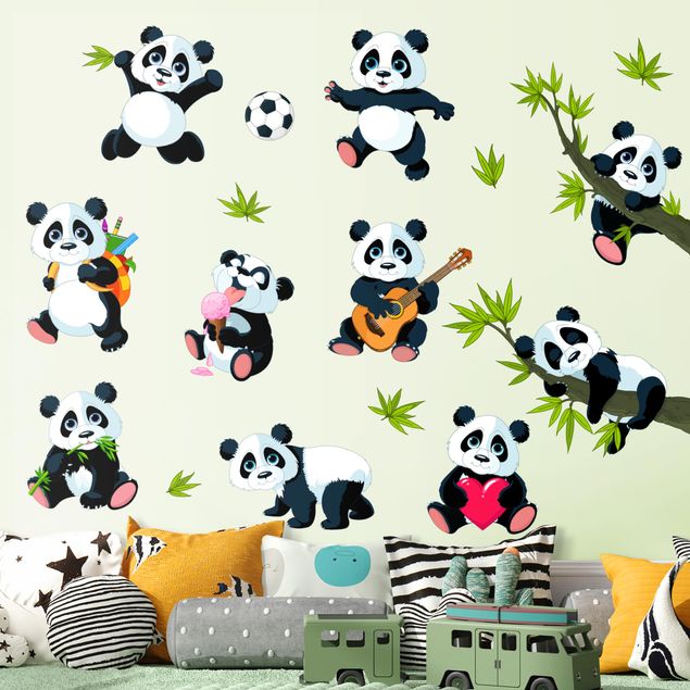 Autocolantes de parede selva Panda - Set grande