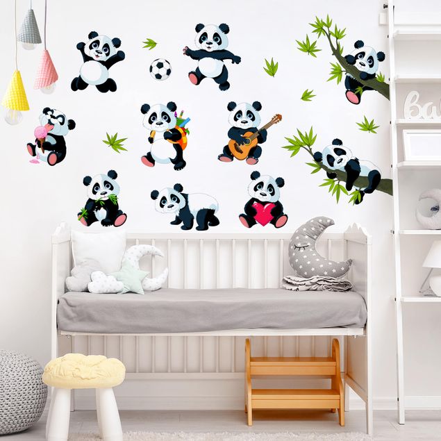 Autocolantes de parede pandas Panda - Set grande