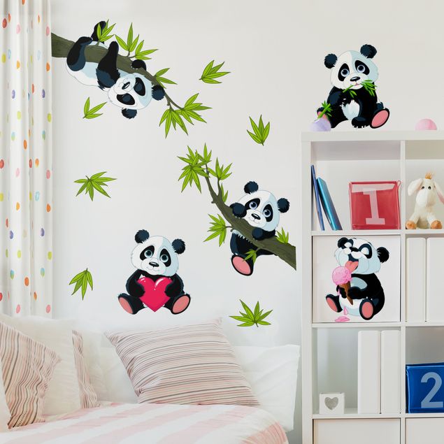 Adesivi murali panda Panda e cuore Set